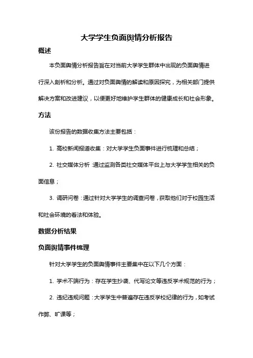 大学学生负面舆情分析报告