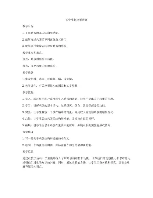 初中生物鸡蛋教案