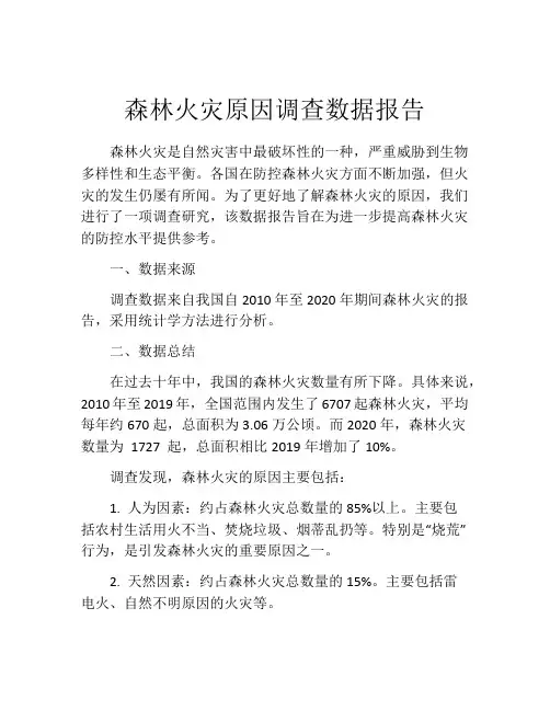 森林火灾原因调查数据报告