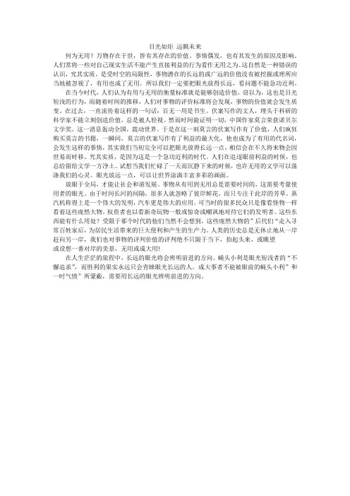 目光如炬 远眺未来作文
