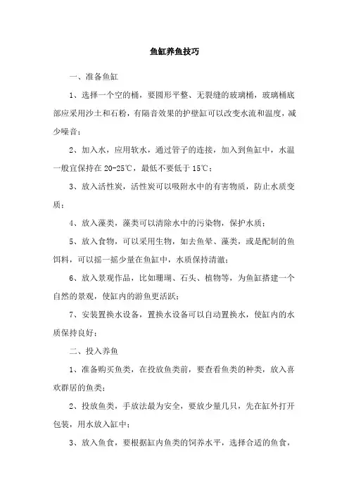 鱼缸养鱼技巧