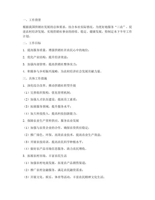 供销社下半年工作计划
