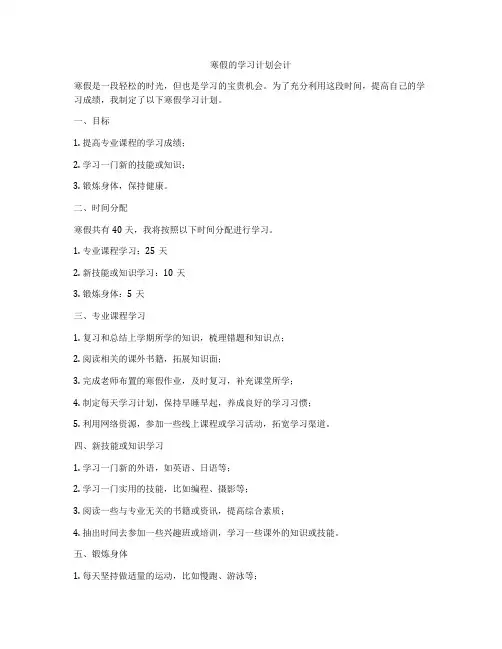 寒假的学习计划会计