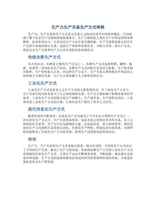 生产力生产关系生产方式举例