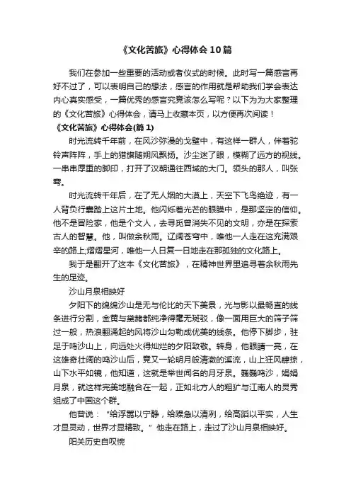 《文化苦旅》心得体会10篇