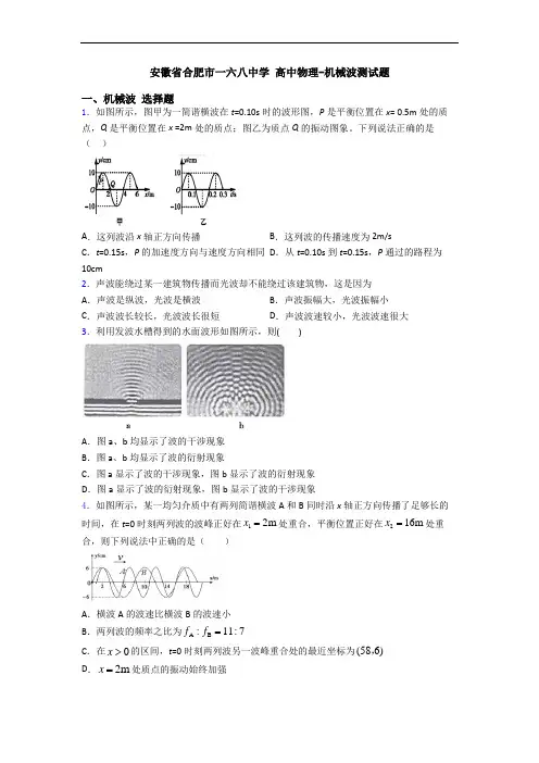 安徽省合肥市一六八中学 高中物理-机械波测试题