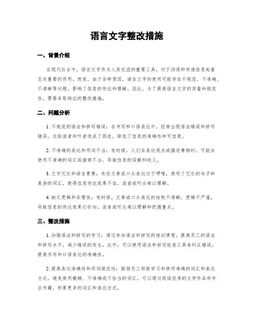 语言文字整改措施
