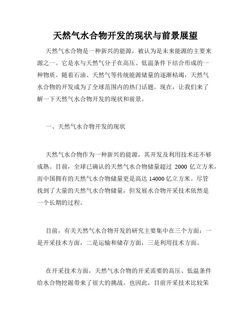 天然气水合物开发的现状与前景展望