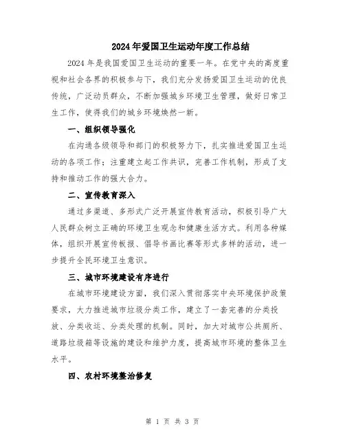 2024年爱国卫生运动年度工作总结