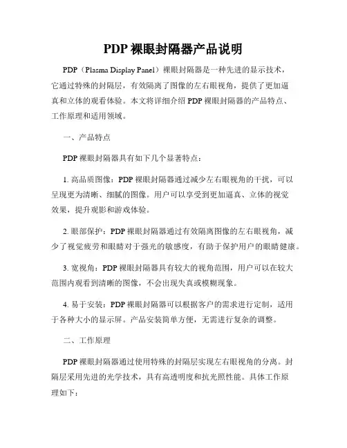PDP裸眼封隔器产品说明