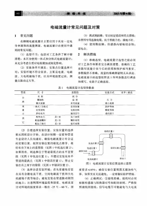 电磁流量计常见问题及对策