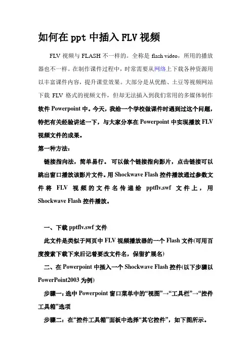 如何在ppt中插入FLV视频