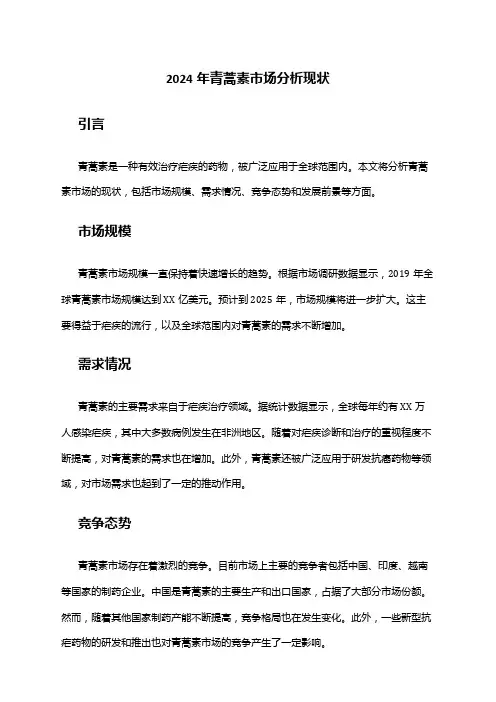 2024年青蒿素市场分析现状