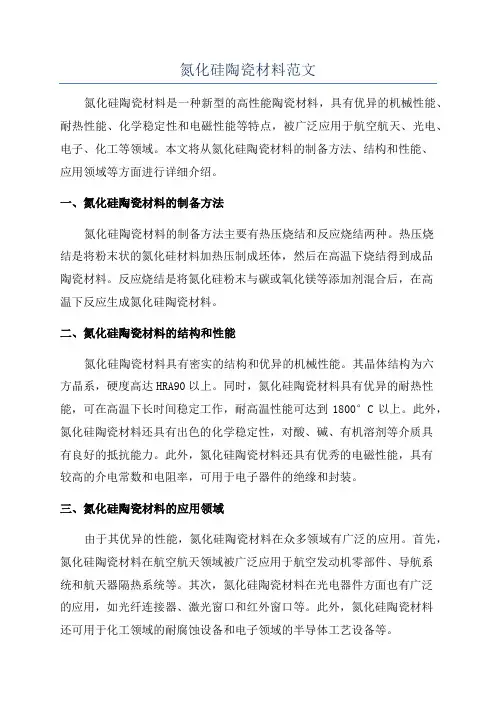 氮化硅陶瓷材料范文