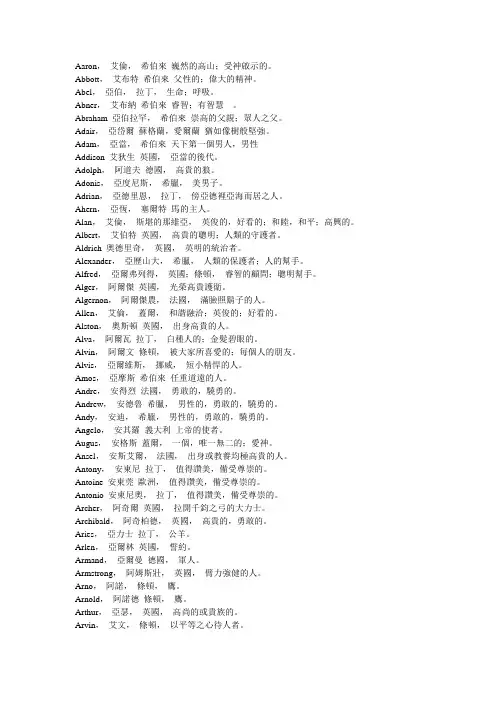 男子英文名