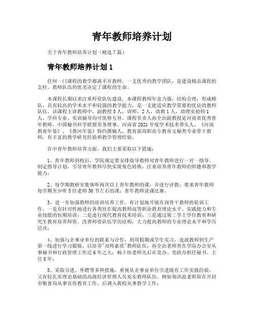 青年教师培养计划