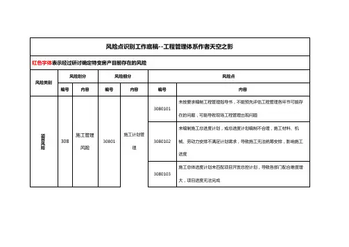 5房地产开发各阶段风险点与控制点分析表--工程管理体系(研讨)