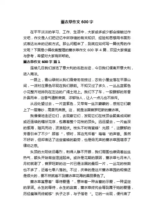 【精品】薰衣草作文600字4篇