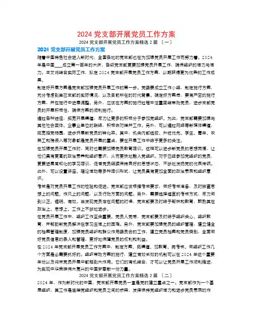 2024党支部发展党员工作计划2篇
