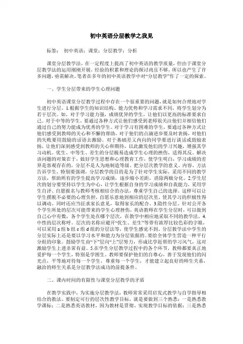 初中英语分层教学之我见