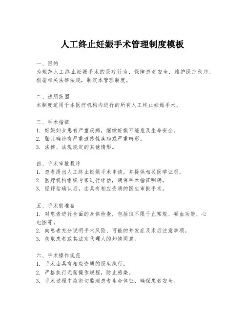 人工终止妊娠手术管理制度模板
