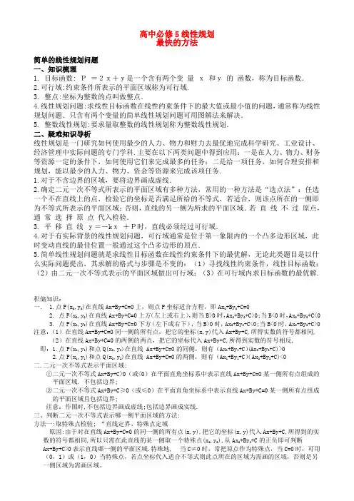 高中数学_线性规划知识复习