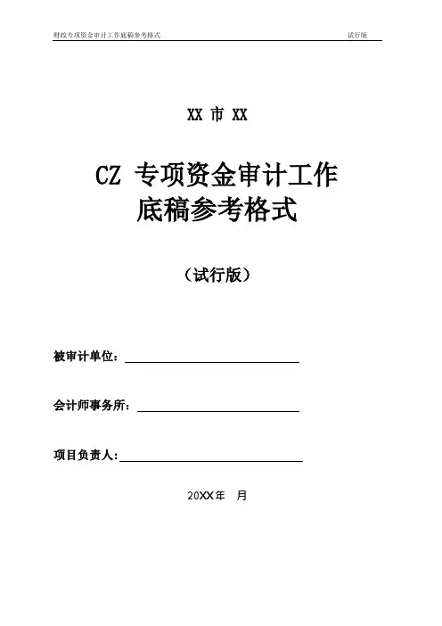 财政专项资金审计工作底稿