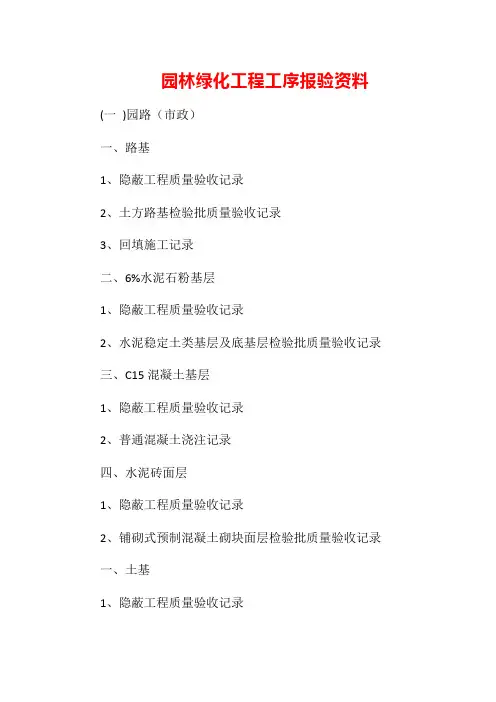 园林绿化工程工序报验资料