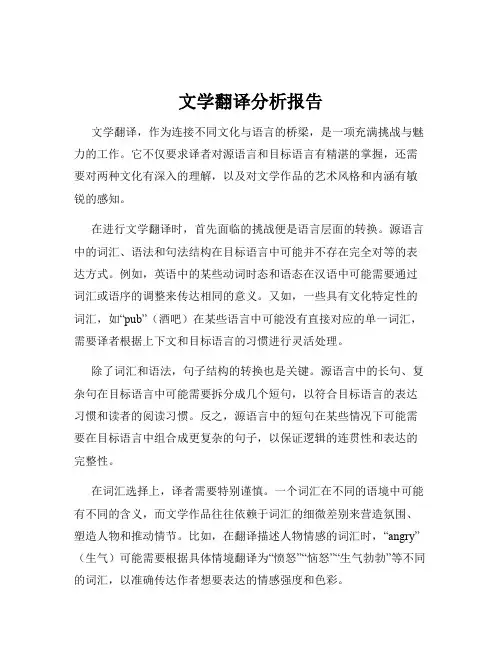 文学翻译分析报告