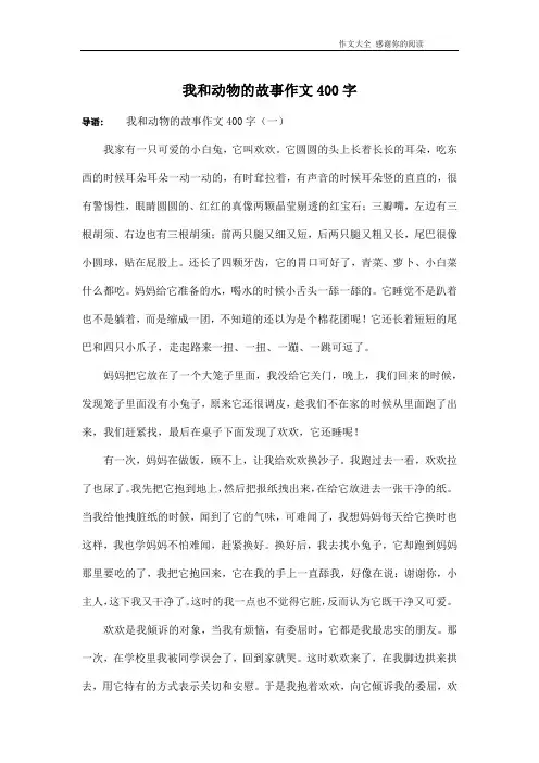 我和动物的故事作文400字