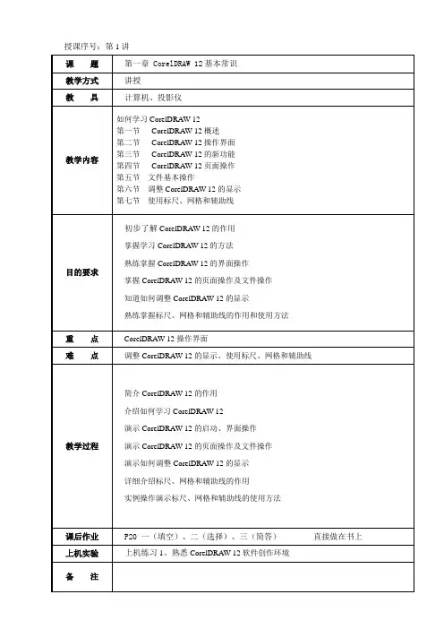 CorelDraw教案首页