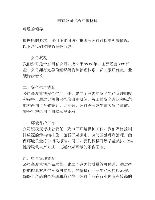 国有公司迎检汇报材料