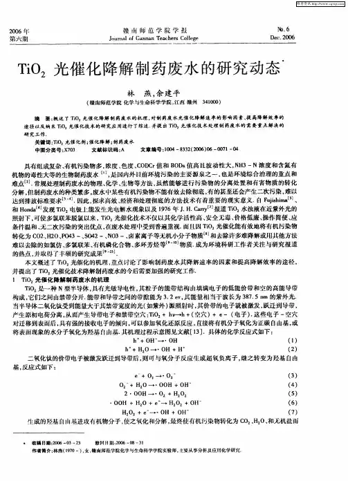 TiO2光催化降解制药废水的研究动态