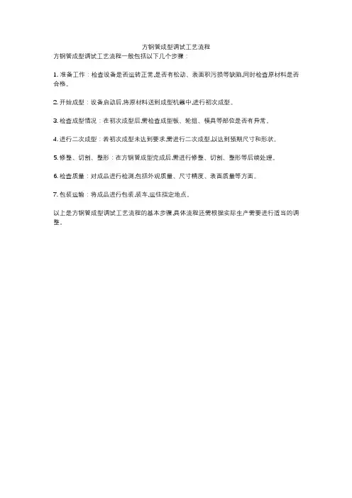 方钢管成型调试工艺流程