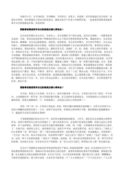 消除事故隐患筑牢安全防线观后感心得体会范文精选5篇