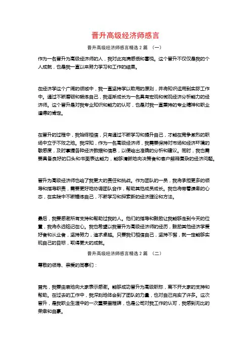 晋升高级经济师感言2篇