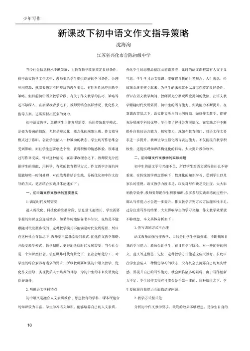 新课改下初中语文作文指导策略
