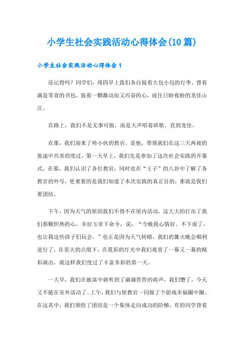 小学生社会实践活动心得体会(10篇)