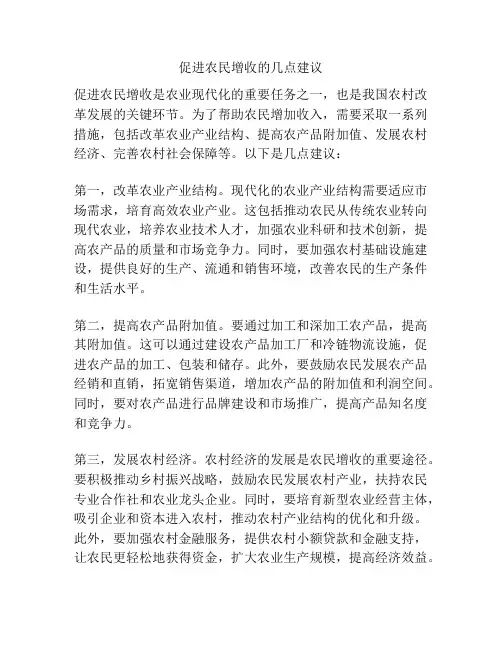 促进农民增收的几点建议