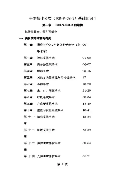 手术操作分类基础知识