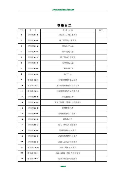 天津市政施工管理用表(全套)