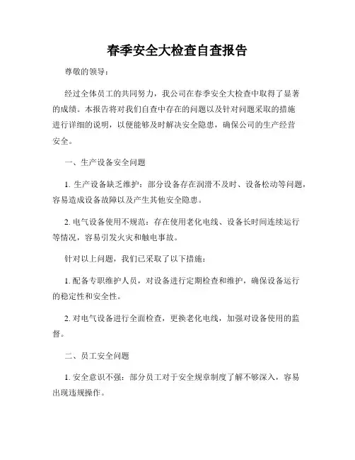 春季安全大检查自查报告