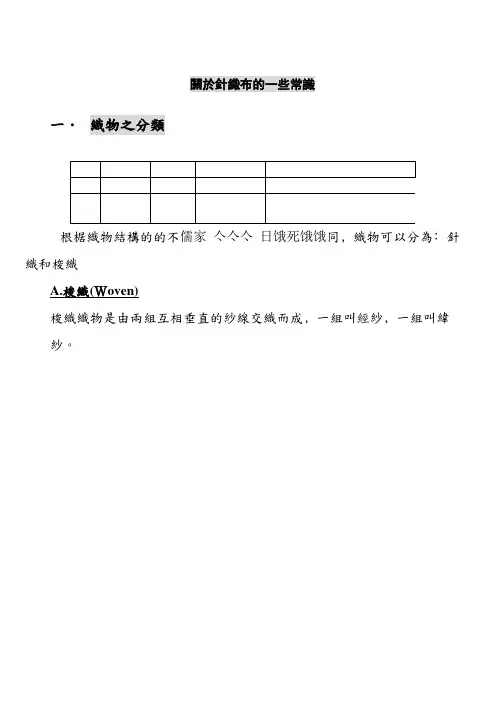 纺织行业及针织布管理知识常识