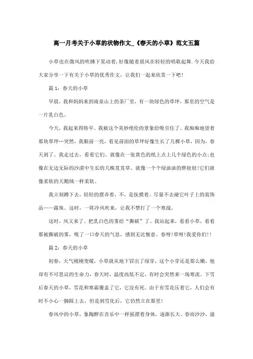 高一月考关于小草的状物作文_《春天的小草》范文五篇