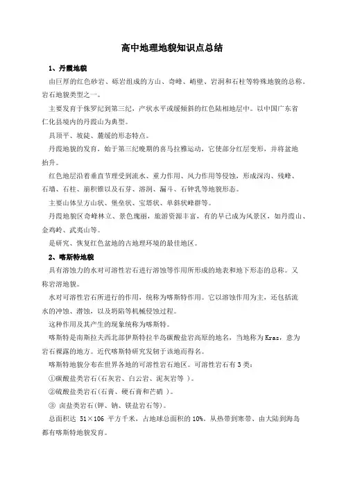 高中地理地貌知识点总结