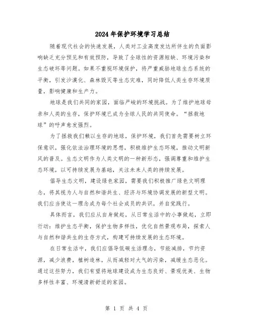 2024年保护环境学习总结（3篇）