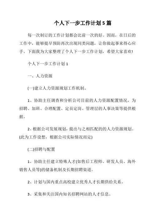 个人下一步工作计划5篇