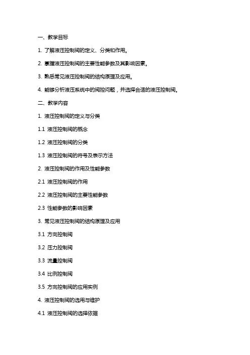 液压传动与气动技术课程教案液压控制阀