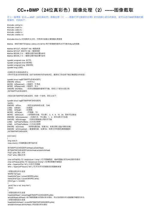 CC++BMP（24位真彩色）图像处理（2）------图像截取