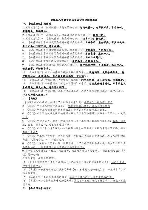 人教部编版八年级下册语文古诗文理解性默写(含参考答案)